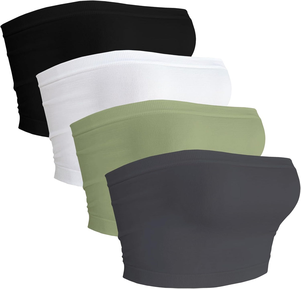 4 Pieces Tube Top Strapless Tops for Women Summer Bandeau Basic Crop Tops Sleeveless Shirt