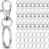 50 PCS in 25 Sets, Metal Swivel Lobster Claw Clasps, Keychain Clip with Large Key Ring, Premium Keychains Clips, Snap Hooks and Sturdy Key Rings, for Key Chain Making Kit， (Silver)
