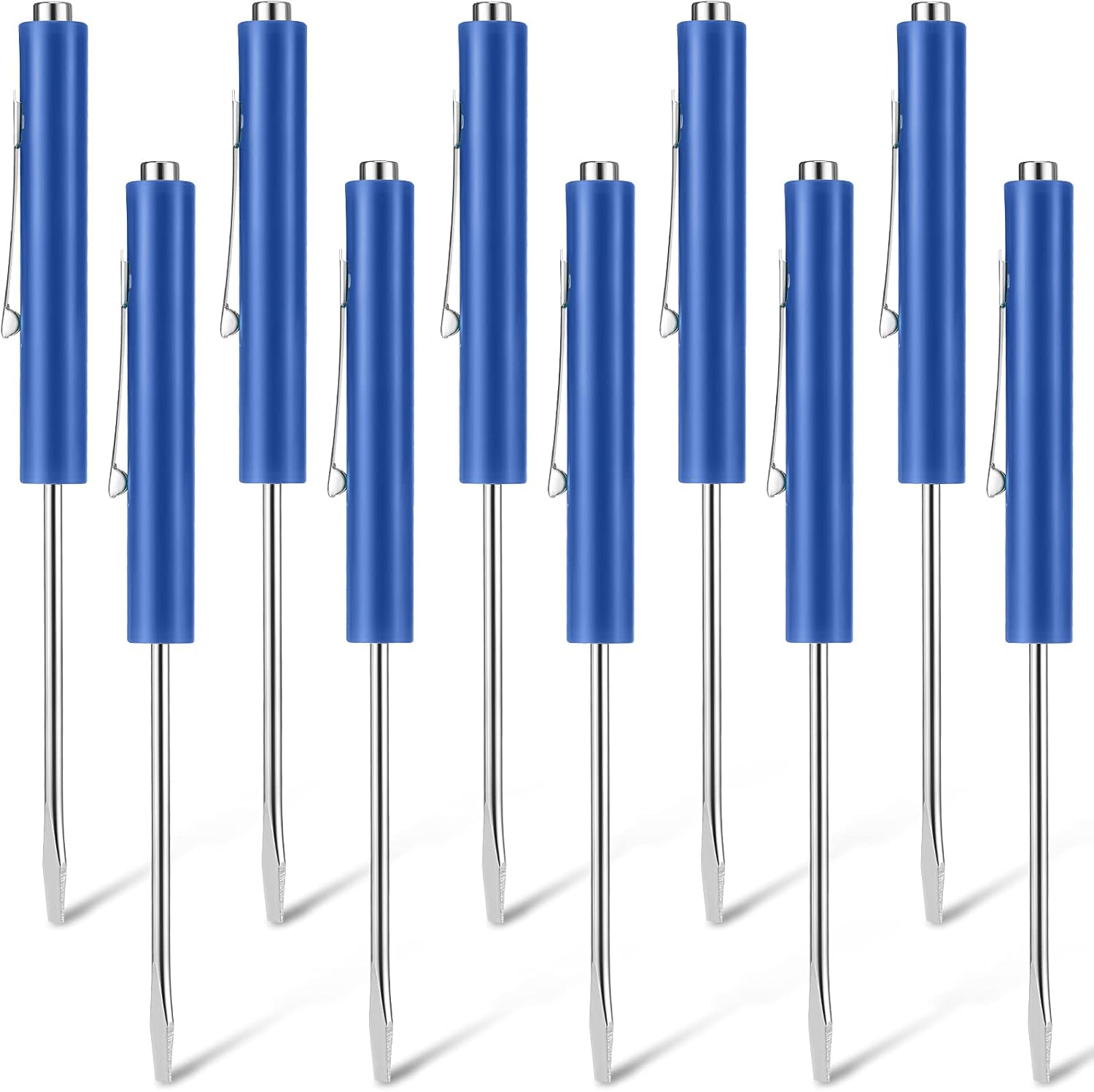 10 Pieces Pocket Screwdriver Mini Tops and Pocket Clips Magnetic Slotted Small Screw Driver with a Single Blade Head for Mechanical, Electrician(Blue)