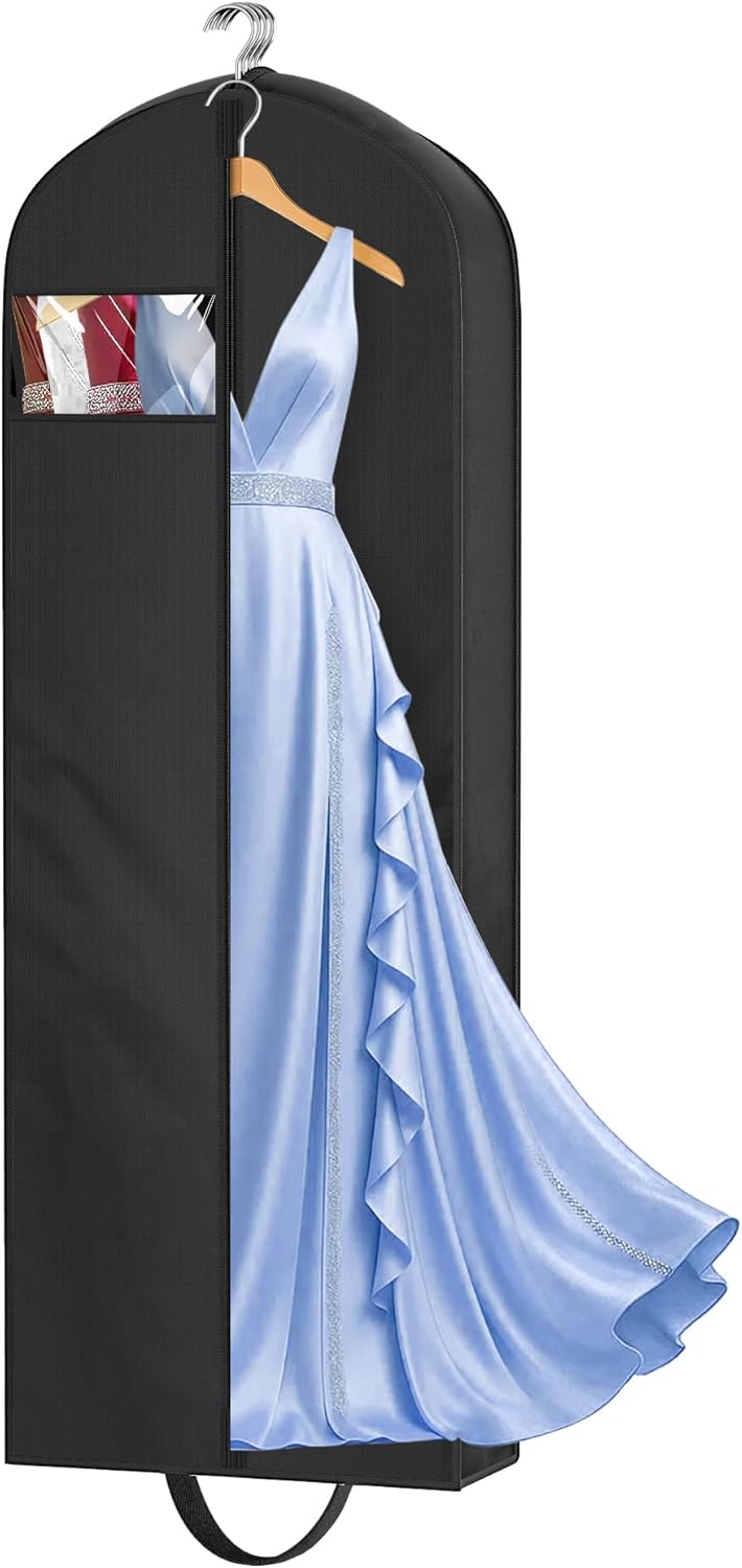 65" Long Garment Bags for Travel for Women 4" Gusseted Dress Bags for Gowns Waterproof Dress Protector Bag for Closet Storage Clothing Covers for Hanging Clothes Wedding Dresses Storage