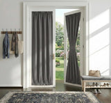 Blackout Door Window Curtains, Dual Rod Pocket Grey Drape for Front Glass French Door, Privacy Thermal Insulated Room Darkening Curtain for Sidelight Window, W 25 x L 72 inch, 1 Panel