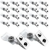 DE 100Pcs Metal Badge Clips with Clear PCV Straps,ID Strap Clip Adapter ID Badge Clips