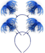2 Pack Blue Ponytail Headband Feathers Head Bopper Party Accessory for Costume Party School Festivals