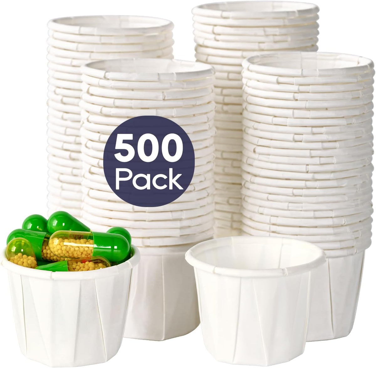 500 Pack 0.75 oz Disposable Paper Souffle Medicine Cups, 3/4 oz Sample Cups for Tasting Pills, Food Dessert Services, and Condiments