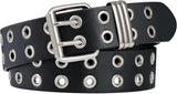Grommet Leather Belt with Detachable Chain Women Men Punk Rock Waist Belts for Jeans Pants
