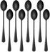 7.5 Inches Black Coffee Stirring Spoons Set,Set Of 8 Stanless Steel Iced Teaspoons,Long Handle Mixing Spoons For Cocktail And Sundae,Long Ice Cream Spoons