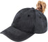 Ponytail Baseball Hat Distressed Retro Washed Womens Twill
