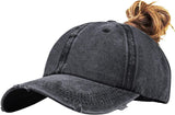 Ponytail Baseball Hat Distressed Retro Washed Womens Twill