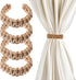 4 Pack Braided Curtain Tiebacks Boho Elegant Rustic Curtain Holdbacks Tie Backs Holders Set Simple Light Weight Drapes Decorative Accessories Handmade for Home Office Bedroom Window (4, Linen)