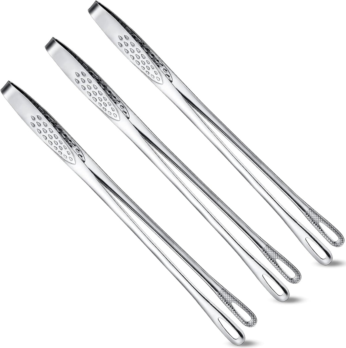3 Pcs 11 Inches Kitchen Tongs Korean BBQ Tweezers for Cooking Stainless Steel Kitchen Tweezers Grill Food Yakiniku Cooking Clamp Tool for Salad, Fish, Steak, Barbecue, Buffet, Meat