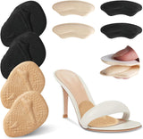 4 Pairs Metatarsal Pads Women & 4 Pairs Ball of Foot Cushions,Non-Sliding Insole Pads for Open Toe,Heel Pads Inserts for Too Big Shoe(Beige+Black)