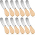 12 Pcs Cheese Spreader Knives Butter Knife Bulk Stainless Steel Butter Spreader Knives with Wooden Handle, Cheese Cake Condiment Knife Set for Sandwich, Cream, Charcuterie, Pastry, 4.7 Inch