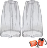Mosquito Head Net Mesh, Face Neck Fly Netting Hood from Bugs Gnats Noseeums Screen Net for Any Outdoor Lover- with Carry Bags Fits Most Sizes of Hats Caps (2pcs, Grey, Updated Big Net)