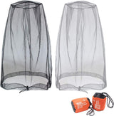 Mosquito Head Net Mesh, Face Neck Fly Netting Hood from Bugs Gnats Noseeums Screen Net for Any Outdoor Lover- with Carry Bags Fits Most Sizes of Hats Caps (2pcs, Black and Grey, Updated Big Net)