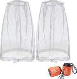 Mosquito Head Net Mesh, Face Neck Fly Netting Hood from Bugs Gnats Noseeums Screen Net for Any Outdoor Lover- with Carry Bags Fits Most Sizes of Hats Caps (2pcs, Light Grey, Updated Big Net)