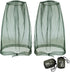 Mosquito Head Net Mesh, Face Neck Fly Netting Hood from Bugs Gnats Noseeums Screen Net for Any Outdoor Lover- with Carry Bags Fits Most Sizes of Hats Caps (2pcs, Olive, Updated Big Net)
