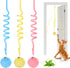 Hanging Fluffy Cat Catnip Ball Toys 3 Pcs with Bell, Interactive Cat Teaser Retractable Toys Indoor Kitten Play Chase Exercise Physical Stimulation