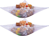 Stuffed Animal Organizer Hammock, 2-Pack Mesh Toy Storage Net for Kids, Expands to 5.5 Feet, Corner Hanging Holder for Plushies & Children's Toys, Easy Install, White