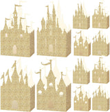 30 Pieces Castle Box Princess Candy Box Glitter Castle Favor Treat Gift Princess Party Decorations Baby Shower Wedding Supplies(Gold)