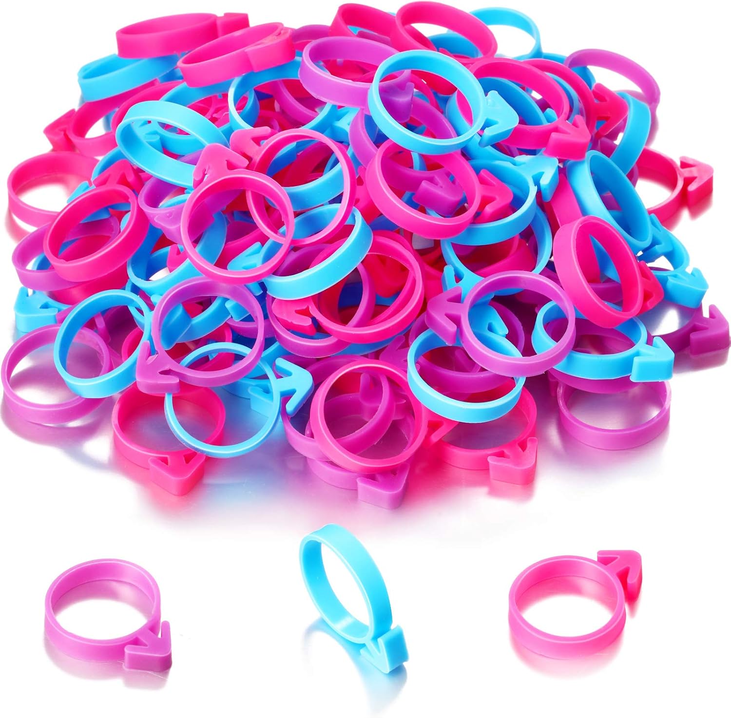 120 Pieces Icing Bag Ties Silicone Decoration Piping Bag Ties for Cupcakes Cookies and Pastry(Rosy, Blue, Purple)