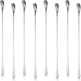 8 Pieces Stainless Steel Coffee Stirring Spoons 7.8 Inch Reusable Coffee Stirrers Long Handle Bar Cocktail Salt Spoons Tiny Swizzle Sticks for Bar Cocktails