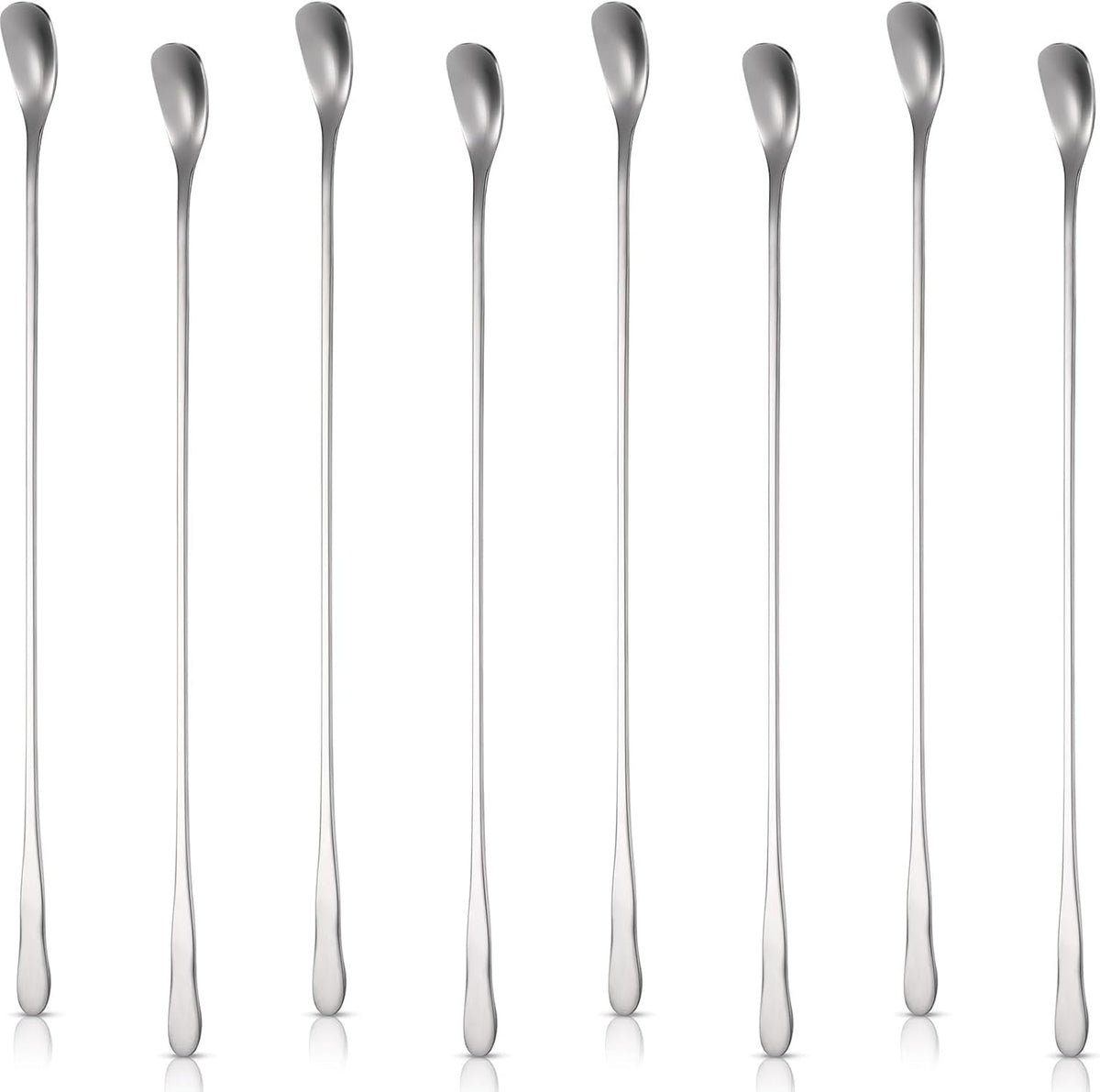 8 Pieces Stainless Steel Coffee Stirring Spoons 7.8 Inch Reusable Coffee Stirrers Long Handle Bar Cocktail Salt Spoons Tiny Swizzle Sticks for Bar Cocktails
