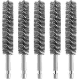 Bore Brush Bristles Wire Brush for Power Drill Cleaning Wire with Hex Shank Handle for Power Drill Cleaning(5 Pieces,Stainless Steel)