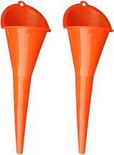 2PCS Long Neck Oil Funnels, Multi-Purpose Spill Saver Funnel, Plastic Funnel for Filling Automotive Oils Lubricants Engine Oils Water Diesel Fuel Kerosene and Other Liquids (2 Orange)
