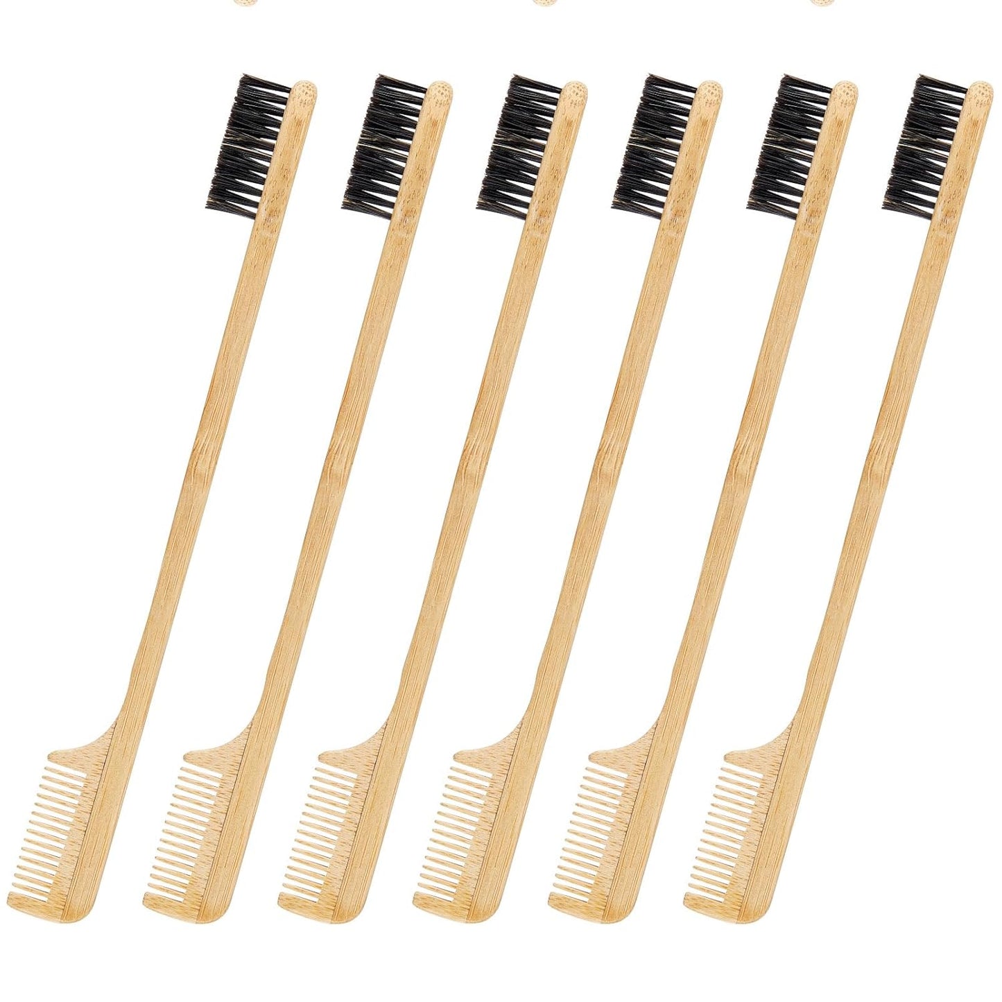 3 Pieces Moustache Comb and Brush Beard Edge Brushes 2-in-1 Sapling Wood Mustache Comb Gentle Control Bamboo Eyebrow Hair Tool