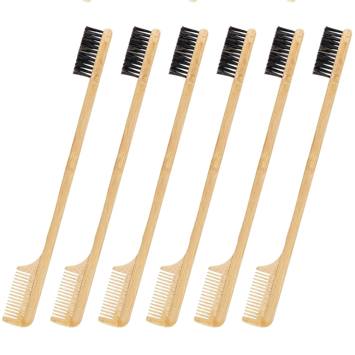 3 Pieces Moustache Comb and Brush Beard Edge Brushes 2-in-1 Sapling Wood Mustache Comb Gentle Control Bamboo Eyebrow Hair Tool