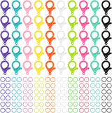 Multicolor Hard Plastic Clips Plastic Lobster Claw Clasps and Open Jump Rings, Cute Lanyard Snap Hooks for Key Chain Ring Chain Clasp DIY Handmade Crafts(100 Pieces)