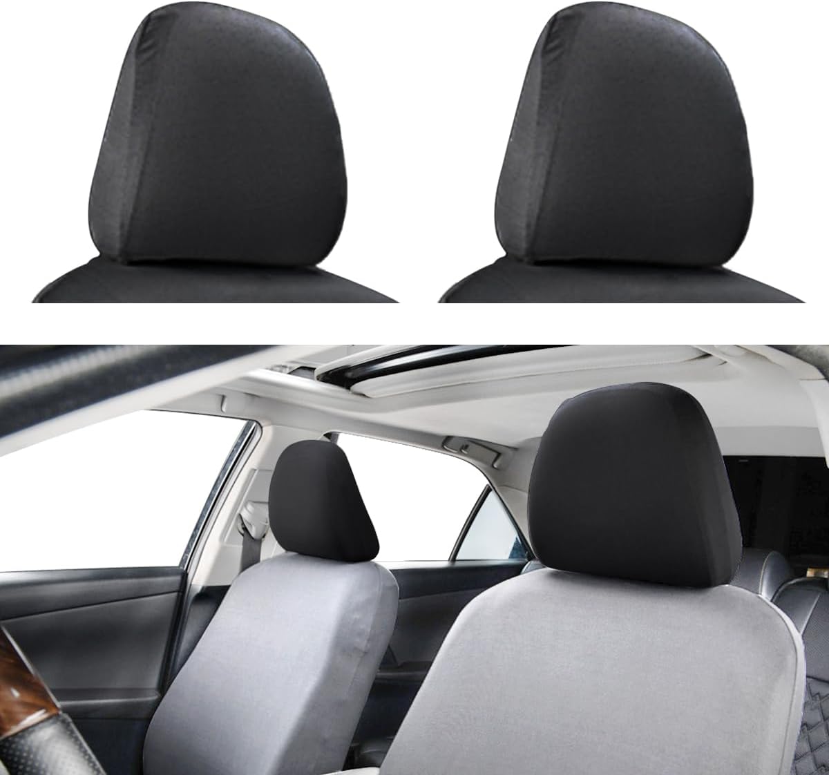 2 Packs Car Headrest Covers, Anti-Dirty Soft Headrest Comfort Seat Cover Protector, All-Season Universal Car Headrest Covers for Interior Decoration & Protection Fits Truck SUV Car