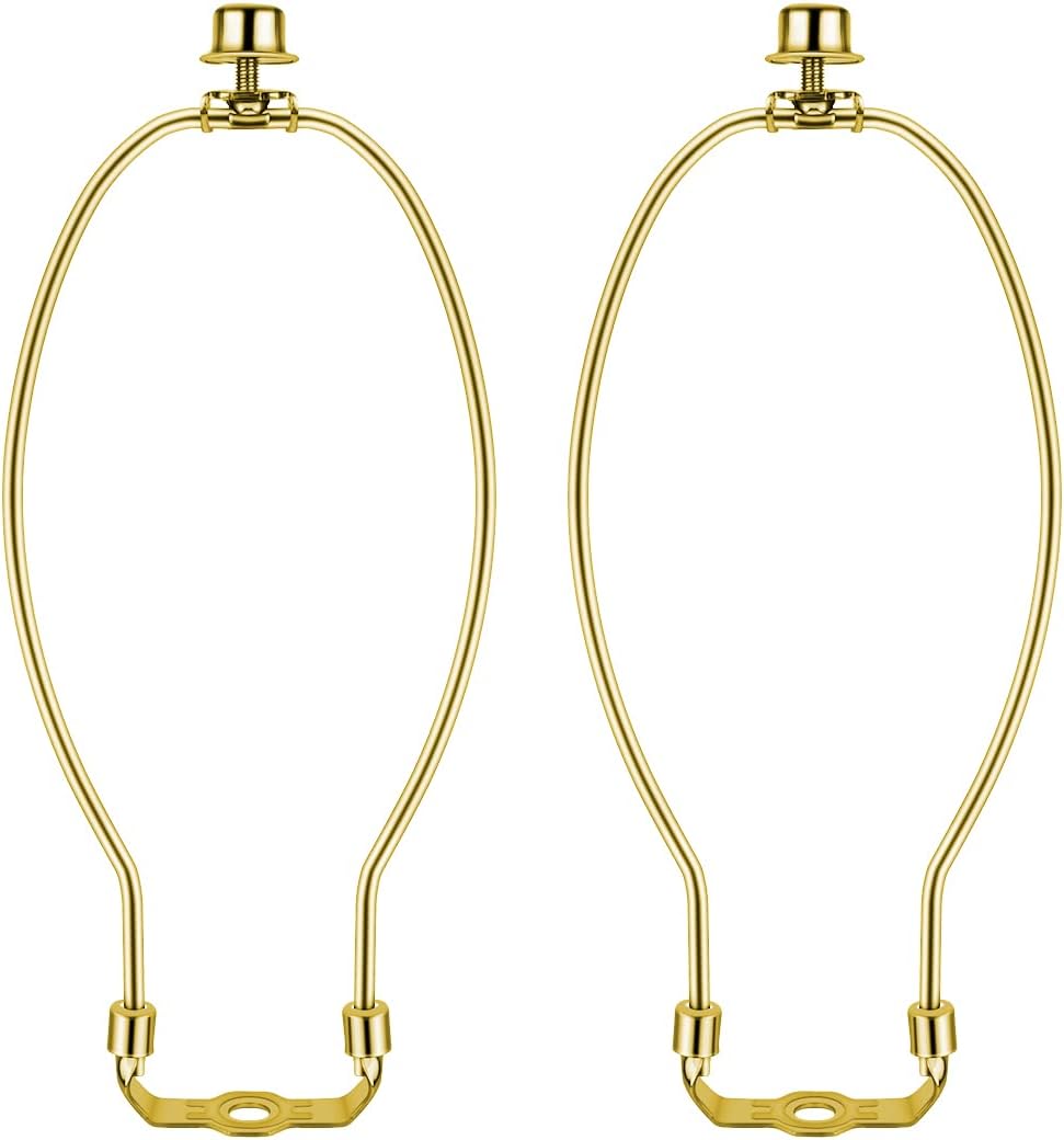 2 Pcs 10Inch Lamp Shade Harp Holders Detachable Heavy Duty DIY Lighting Accessories for Floor Lamps and Table Finials (Polished Brass)