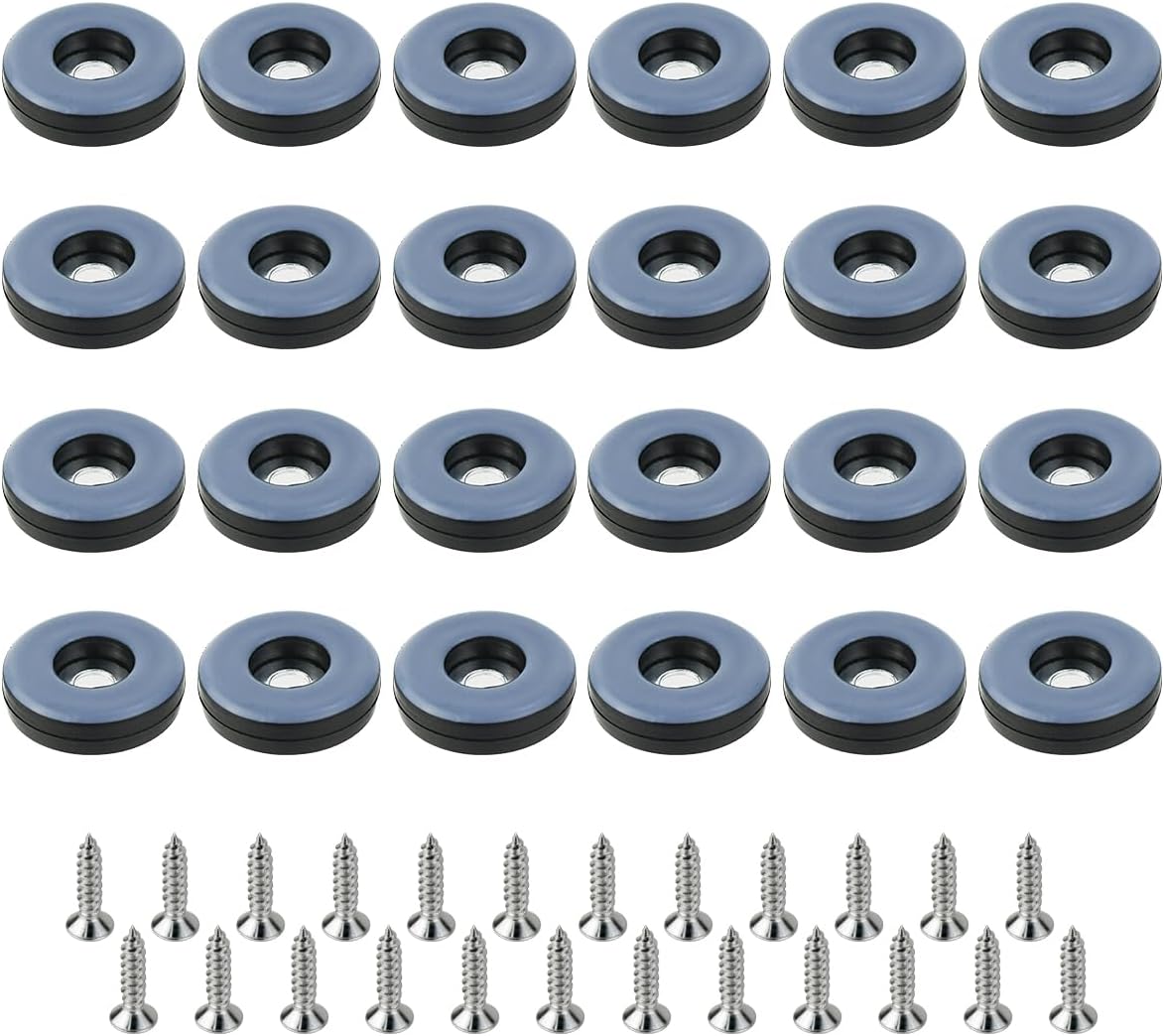 24 Pack Chair Sliders Floor Protectors 1 Inch Teflon Furniture Chair Glides for Effortlessly with Chair Leg Pads That Protects Your Floor (Screw On)
