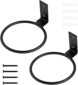 2 Pack Flower Pot Holder Plant Holder Ring Wall Flower Pot Holder Ring for Wall Mount, Metal Planter Hooks for Plant Pots Indoor Outdoor, Black (4.3 Inch)