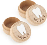 2Pcs Tooth Fairy Box Wooden Tooth Fairy Keepsake Box Lost Teeth Storage for Kids Milk Teeth Container Box for Boy or Girl