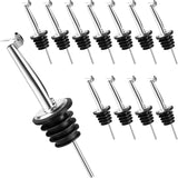 12 Pack Liquor Pour Spout with Dust Caps Stainless Steel Pourers Spouts for Alcohol, Olive Oil, Bar Bartender Accessories (Automatic Cover)