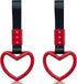 2 Pieces Heart-shaped Jdm Tsurikawa Rings SUV Bus Car Handle Straps Japanese Bosozoku Subway Ring for Car Warning and Interior Exterior Decoration (Red/Black)