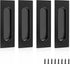 Black Sliding Closet Door Handles Recessed Finger Flush Pulls Stainless Steel Handles Closet Door Pulls(4 Pack 4.72 Inch)