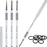 3 Pcs Kolinsky 3D Nail Art Brush Set Size 2/4/5 Acrylic Nail Art Brush with Silver Metal Nonslip Grip Handle Polish Cleaning Manicure Tools for Women Acrylic Sculpture Application