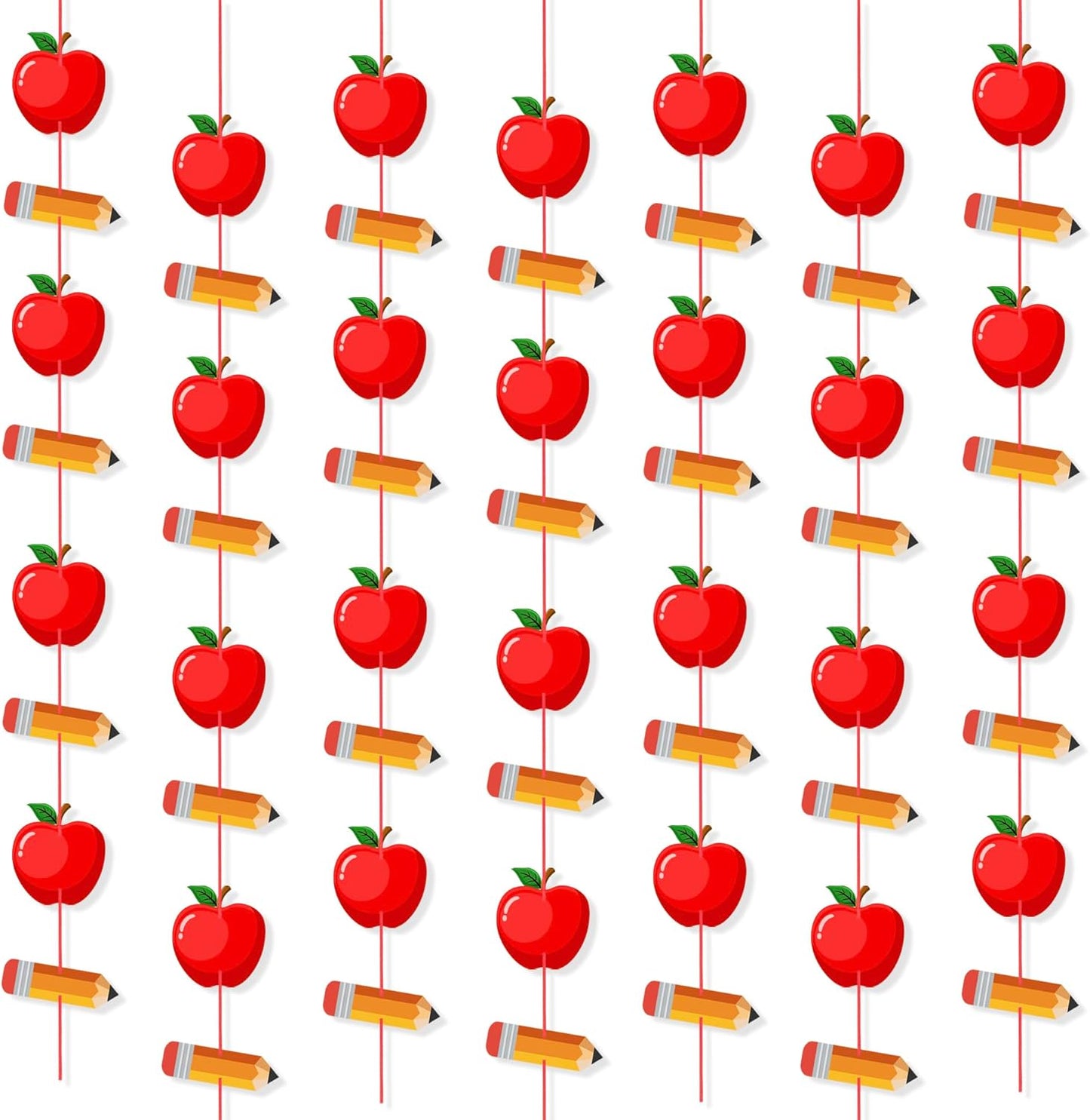 4 Strings Pencil Apple Garland Banner Welcome Back to School Decorations for Classroom Office Photo Props First Day of School Decorations Classroom Decor