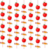 4 Strings Pencil Apple Garland Banner Welcome Back to School Decorations for Classroom Office Photo Props First Day of School Decorations Classroom Decor