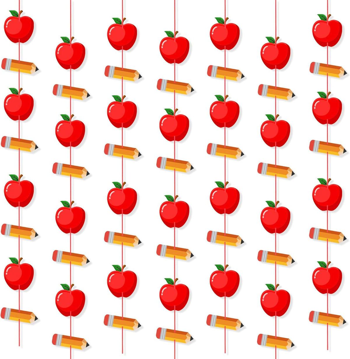 4 Strings Pencil Apple Garland Banner Welcome Back to School Decorations for Classroom Office Photo Props First Day of School Decorations Classroom Decor