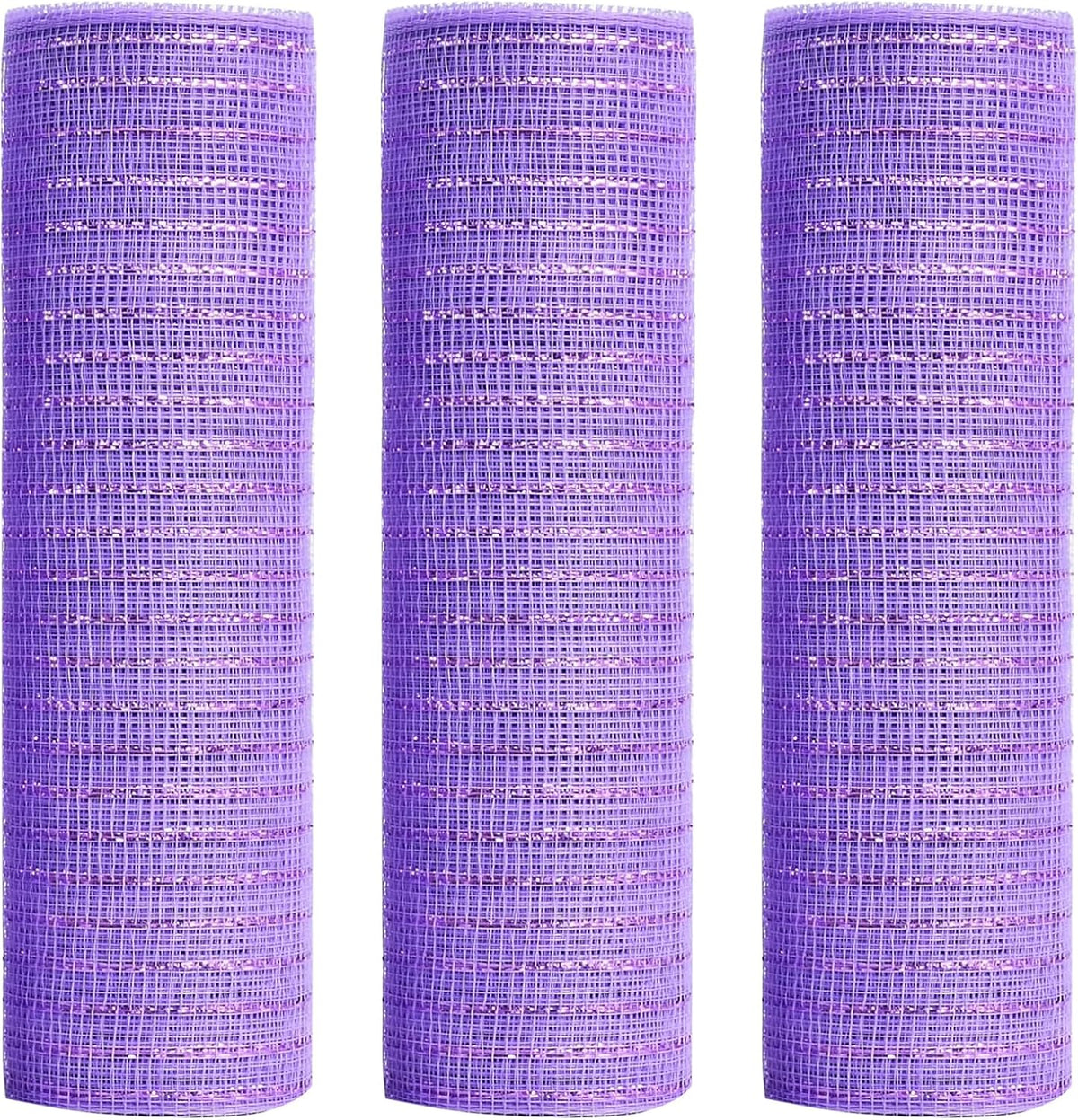 Purple Deco Mesh, Easter Ribbons with Metallic Foil, Poly Mesh Ribbon for Spring Wreath Making, Easter Day Décor, 10 inch x 30 feet, 3 Rolls