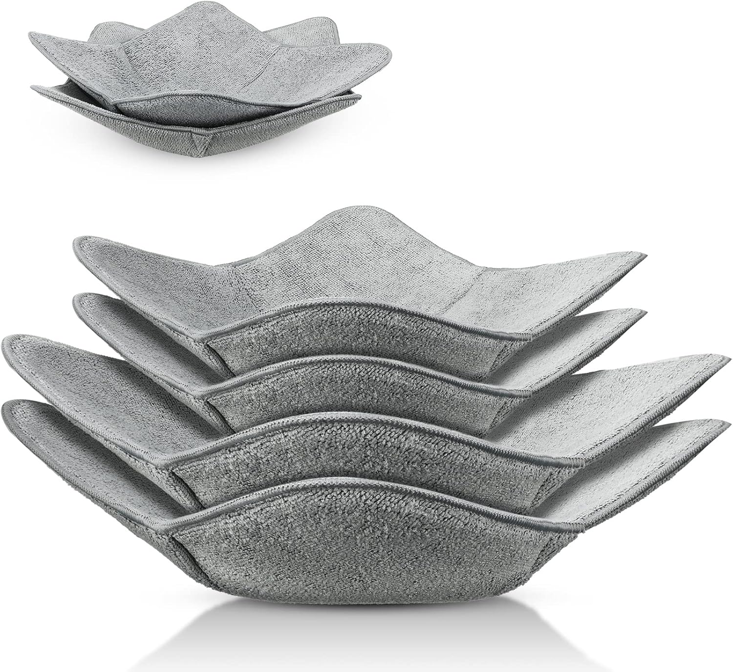 Microwave Bowl Cozy Holders for Hot Food Bowl Pot Plate in 2 Sizes Heat Proof Polyester Potholder Protector Food Soup for Bouillon(Gray,4 Pieces)