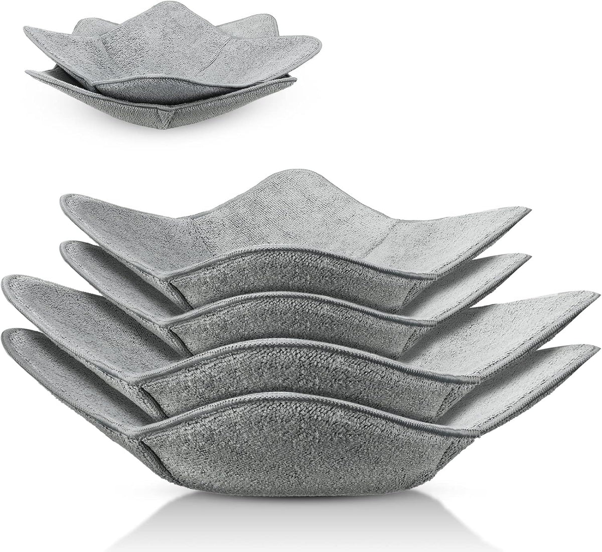 Microwave Bowl Cozy Holders for Hot Food Bowl Pot Plate in 2 Sizes Heat Proof Polyester Potholder Protector Food Soup for Bouillon(Gray,4 Pieces)