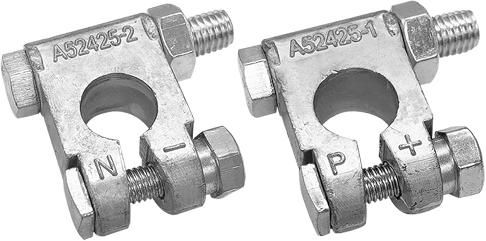 Military Spec Battery Terminal End, Top Post Battery Terminal Set for Marine Car Boat RV and Vehicles (1 Pair)