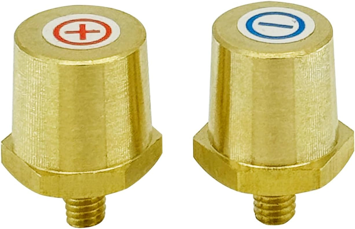 M6 Thread Male Brass Battery Terminal Charging Posts, M6 Battery Post Adapter (+/-) for Extension, Pack of 2