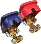 Quick Release Brass Battery Terminal Clamps, Quick Disconnect Battery Terminals with Red and Blue Cover for Top Post Battery (1 Pair)