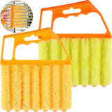 2 Pcs Window Venetian Blind Cleaner Duster Tool Washable 7 Fingers Dusting Cleaner and Air Vent Shutter Brush Blinds Air Conditioner Fan Duster Dirt Housekeeping Tool (Orange Handle)